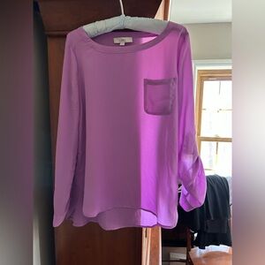 LOFT Lavender Blouse with Pocket Detail